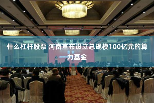 什么杠杆股票 河南宣布设立总规模100亿元的算力基金